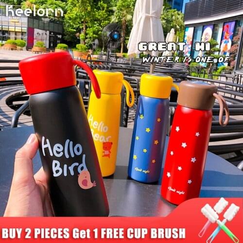 Keelorn 500ml Cute Cartoon Stainless Steel Vacuum Flasks Thermal Insulation Water Bottle Portable Thhermal Thermoscup Vacuum Cup