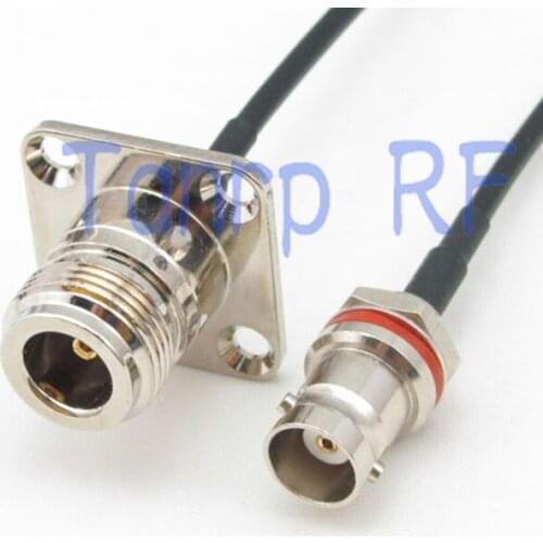 50CM Pigtail coaxial jump cable RG174 extension 20in mini BNC female with nut bulkhead to N female with 4 hole panel RF adapter