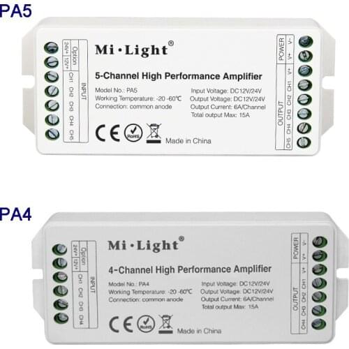 Miboxer PA4/PA5 4CH 5 Channel led High Performance Amplifier Series DC12V 24V 15A Controller And all PWM Type led Controller