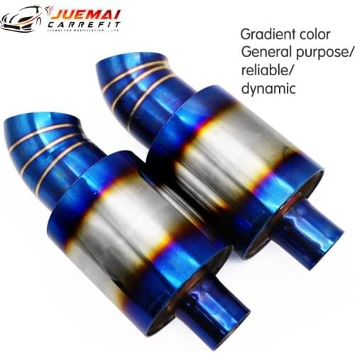 Elbow car exhaust system muffler tail pipe interface 51MM 63MM universal gradient stainless steel thickened 2mm Drum length 13cm