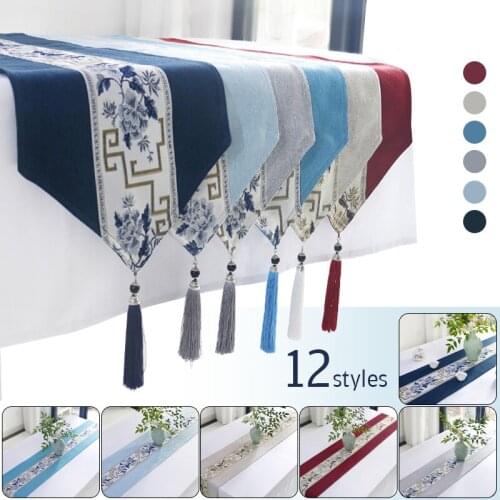 Fashion Chinese Style Table Runner With Tassel Cotton Table Runner Tablecloths Wedding Party Decoration Home Nordic Table Runner