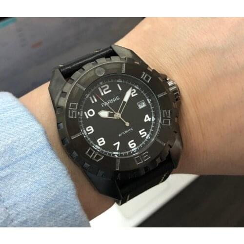 44MM Parnis 21 jewels Automatic Self-Wind Mechanical movement Mens watch luminous PVD CASE luxury Mechanical watches PA122-P8