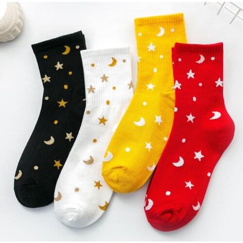 Tiny Spot Star Planet Space Cartoon Cotton Socks Harajuku Funny Womans Girls Starry Sky Funny Women Casual Street Fashion Kawaii