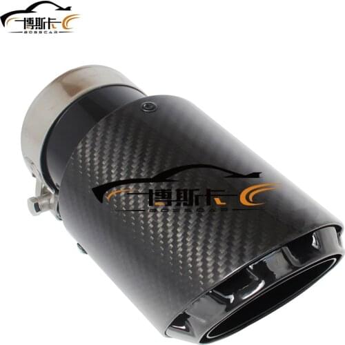 Latest 3 layer Twill Glossy carbon Car Mufflers Tip Universal stainless Black Exhaust pipe Muffler nozzle Decoration AK