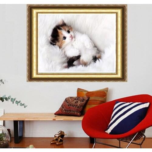 2020 New Arrive Needlework Diy Diamond Painting Pasted Painting Square Drill Fashion Home Decoration Lovely Cat Free Shipping