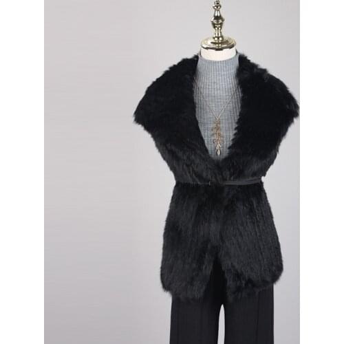 Wholesale Ladies Real Rabbit Fur Knitted Gilet Vest Vtg Irregular Front Waistcoat Popular Gift Short Jacket Coat Promotion Top