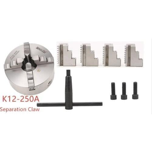 SAN OU K12-250A(Separation Claw) High Accuracy 4-jaw self-centering chuck For Mechanical Lathe For Drilling Milling Machine