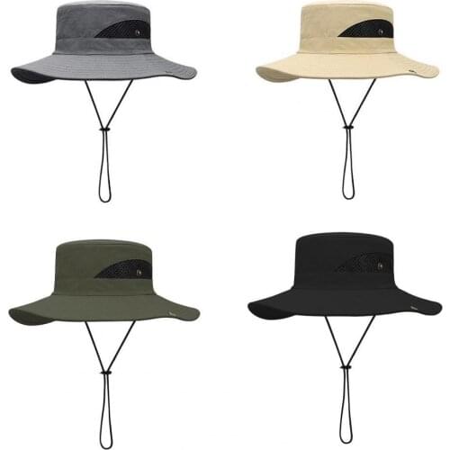 Waterproof Men Hat Big Hat Brim 360 Degree Shading Multifunctional Breathable UV-proof Bucket Camping Sports Hat for Daily Life