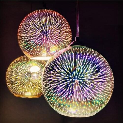 LED Pendant Lights 3D Ball Starry Sky Light Glass Ball Firework Lampshade Loft Restaurant Bar Restaurant Kitchen Pendant Lamp