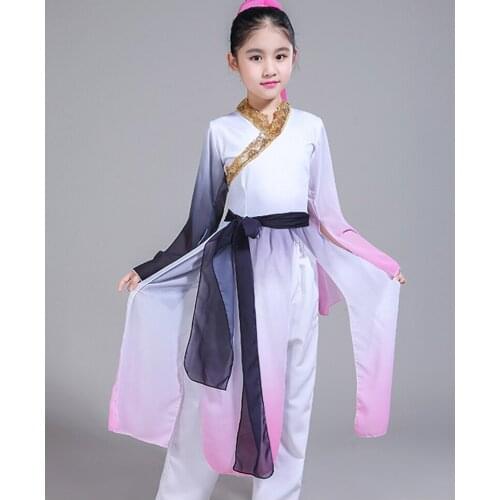 Yangko Dance Costumes Traditional Chinese Dance Suit Children Guzheng Classical Performance National Umbrella Dance Clothing