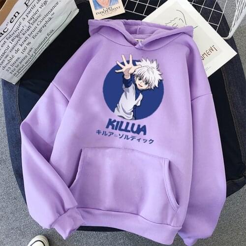 Killua Hunter X Hunter Hoodies Solid Color Hooded Women Cartoon Print Top Sweatshirt Long Sleeve Autumn Casual Hooded Streetwear