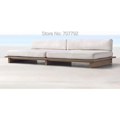 Weathered teak garden outdoor wood double sofa