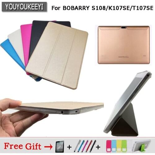Ultra thin 3 fold Folio PU stand cover case For BOBARRY S108/K107SE/T107SE 10.1inch tablet 5 colors for choose+Protective film