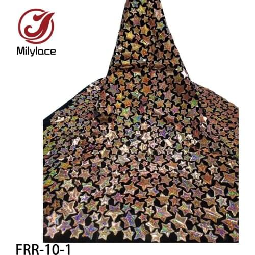 High Quality African Velvet Lace Fabric Elegant Nigerian Big Sequins Lace Fabrics 5Yards French Tulle Lace for Dresses FRR-10