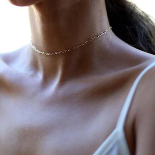 HebeDeer Choker Necklace Chain Women Necklaces Simple Jewelry Lovers Rose Gold Color Classic Trendy Girl Collares Collier
