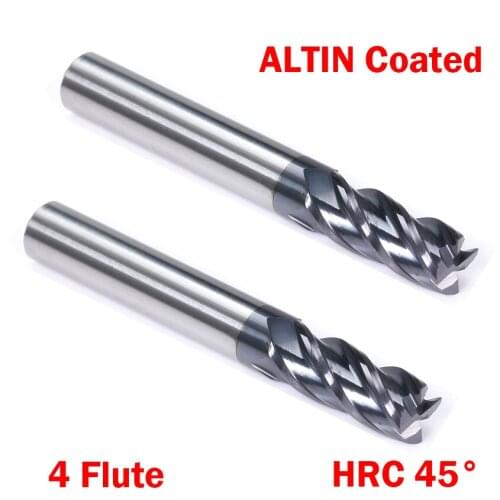 1/1.5/2/2.5mm Cuttiing Edge 4 Flute HRC45 Solid Carbide Micro Grain Altin Coated Flat End EndMill CNC Tool Milling Cutter