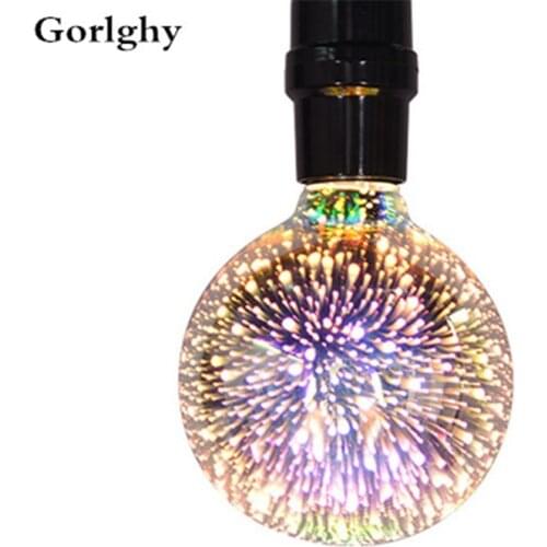 1pcs 3D Firework G95 Led Filament Bulbs E27 3D Star Led 5W Edison Bulb Light Holiday Christmas Decoration Bar Glass ST64 A19 G80