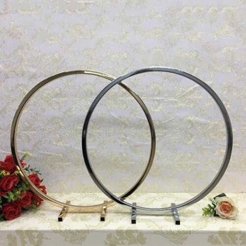 10PCS Wedding Arch Round Metal Flower Stand Gold Silver Circle Floral Decoration Event Party Decorative Frame Tall Vases