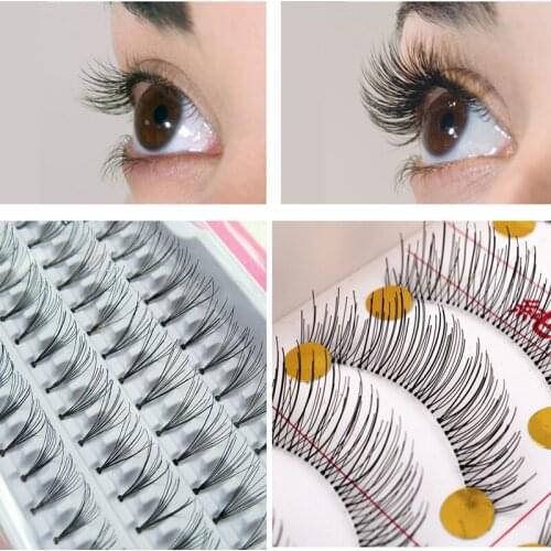 100Pair 3D Faux Natural False Eyelashes Fluffy Strip Volume Long Eyelash Makeup Extension Handmade Soft Curl Mink Eyelashes