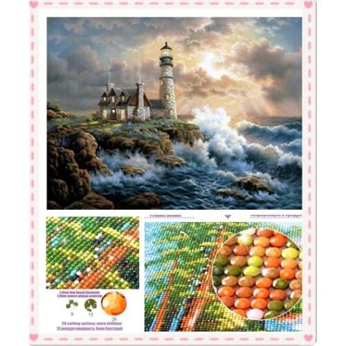 2019 DIY Diamond painting Seaside villa 5D square/round Cross Stitch Diamond diamond Embroidery rhinestones Christmas for gift