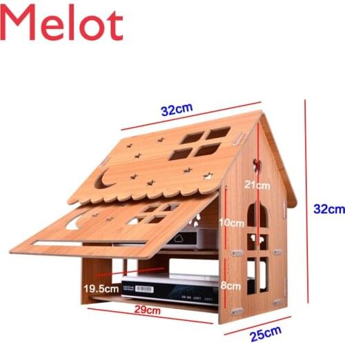 2019 New Fashion Wooden Set-top Box Rack Router Storage Desktop Decorative Box WiFi Light Cat Rack Home Decoration Furnishing