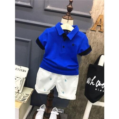 2021 2pcs Summer Baby Boy Children Causal Cartoon Printing Suit Tops + Short Boys Clothes Kids Clothes sets 2-7