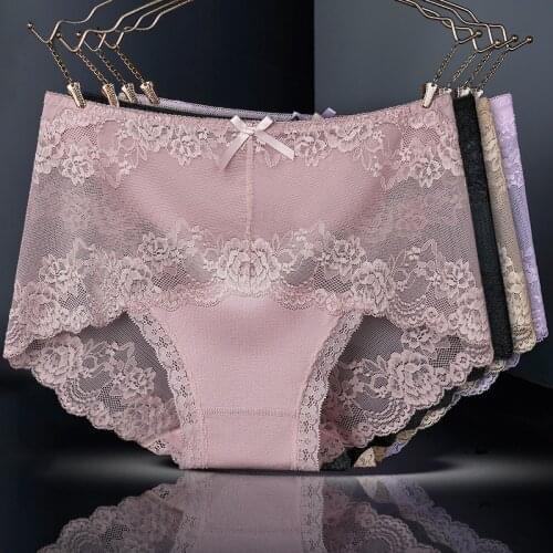 3 Pcs Sexy Lace Panties Panty Briefs Lace Panties Women Underwear Lingerie Panties for Female Ladies Floral Pantys Underpants