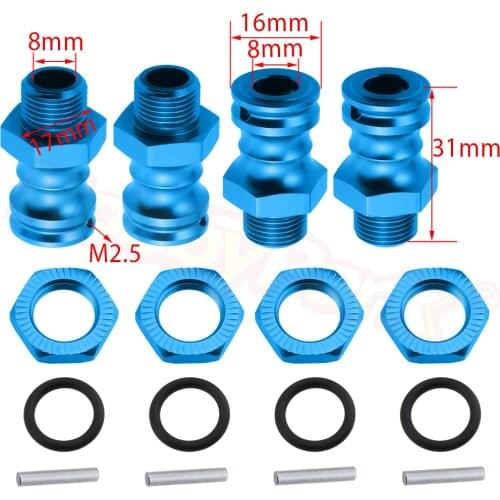 4pcs/Lot Aluminum 17mm Hex 23mm Wheel Extension Adapter Drive Hub For 1/8 Scale RC Car Parts