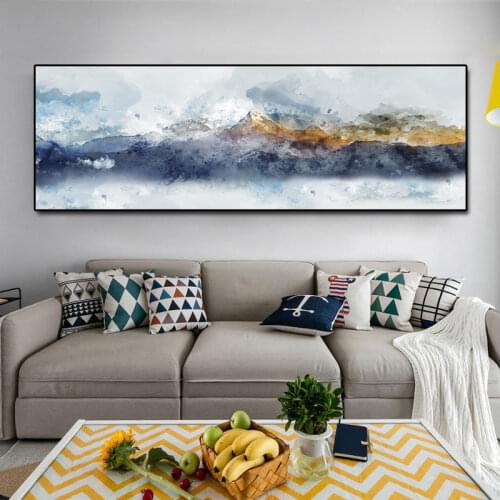 Watercolor Yellow and Bule Mountain Canvas Painting Modern Decorative Wall Pictures Abstract Home Decor Painting Prints unframed