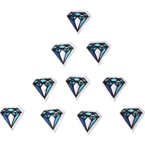 10pcs Iron On Embroidered Diamond Patches Catoon Garments Fabric Appliques DIY Jeans Coats Backpacks Badge Sewing Pants Patches