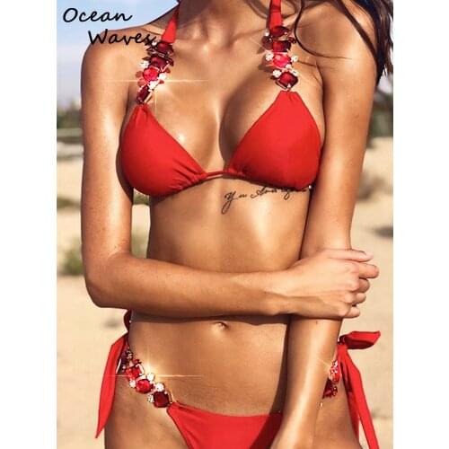 Brazilian Jewelled Rhinestones Diamond Bikini Women Swimwear Female Push Up Swimsuit Two-piece Bikinis Set Bather Bathing Suit