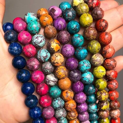 6 8 10mm Multicolors Sea Sediment Jaspers Stone Beads For Jewelry Making Round Loose Spacer Beads DIY Bracelet Charms 15''Inches