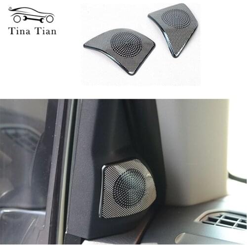 Black Titanium Interior Front Door Tweeter Decoration Frame For Mitsubishi Pajero 2016 2017 2018 2019 2020 Styling Accessories
