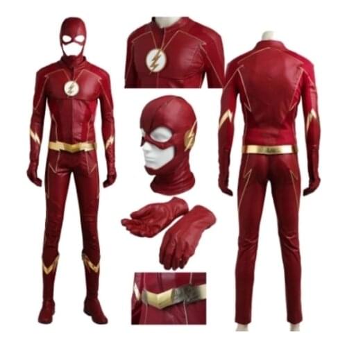 Adult Men Flash red uniform The Flash Season 4 Barry party wear Halloween cosplay allen costume