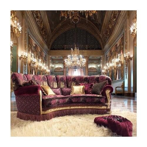 Arc sofa cloth art double sofa villa sitting room reception sofa purple with tassel double