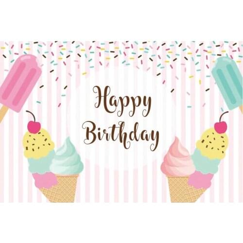 Cute Cone and Popsicle Birthday Backdrop Photography Background Photo Booth Studio Decor