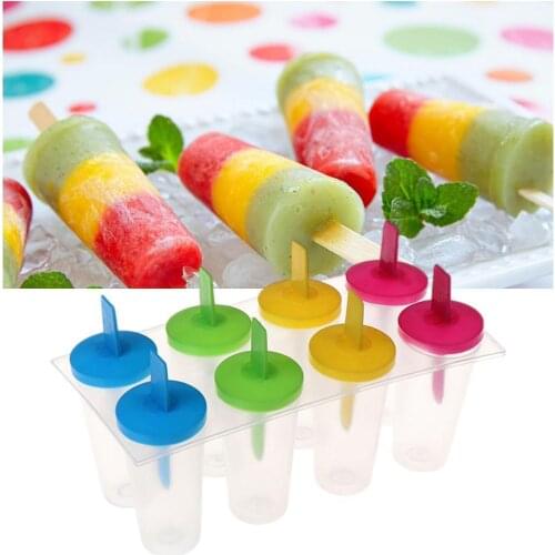 Popsicle Molds 8 Household Ice Cream Moulds DIY Juices Purees Yogurt Pudding Ice Cream Maker Plastic Popsicle Maker Making Tool