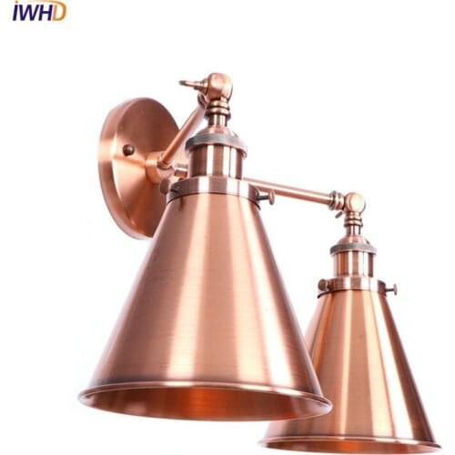 IWHD Loft Style Industrial Vintage Wall Lamp Bedroom Living Room 2 Heads Edison Retro LED Wall Light Sconce Lamparas De Pared