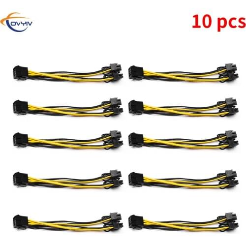 COVYIV 8 Pin 6 Pin PCI Express to Dual PCIE 6+2 Pin PCI-E Riser Power Cable Motherboard Graphics Card GPU Power Data Cable 20cm