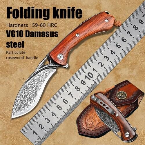 High Hardness Pocket Folding EDC Tool Outdoor Camping Self Defense Weapons Hunting Survival VG10 Damascus Knife