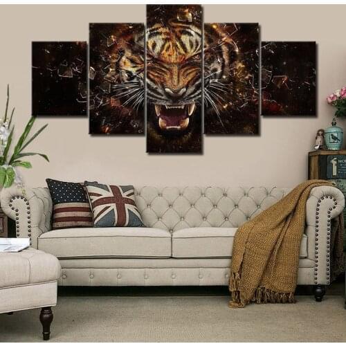Art HD Print 3D Angle Tiger Animals Oil Painting on Canvas Modern Wall Picture for Living Room Poster Sofa Cudros Decoration