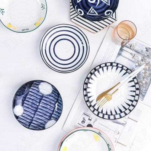 Painted Ceramic Tableware Plates Main Course Dinner Plate Salad Dishes Snacks Dish Dinnerware Home Kitchen Food Porcelain Tray
