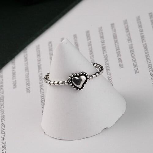Luckydays Punk Retro Love Heart Rings For Women Trendy Adjustable Finger Ring Thai Silver Party Jewelry Gift