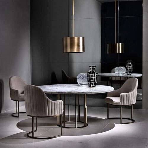 Dining room furniture stainless steel leg dining chair with armrest design furniture pu dining room chairs