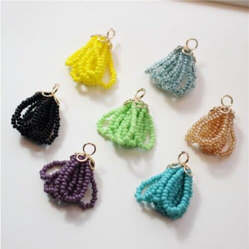 Min order 20pcs/lot color beads decoration copper cap handmade tassel charms diy jewelry earring/garment accessory