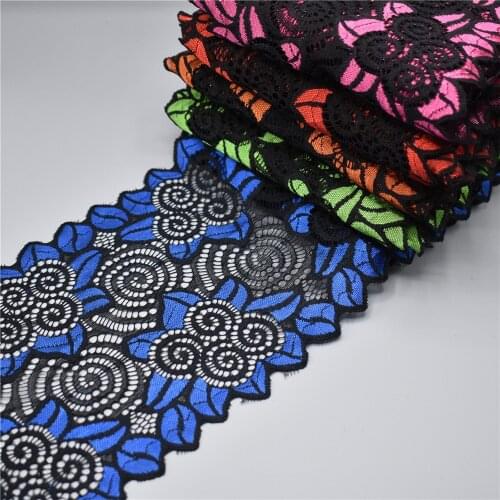 Fashion 18CM wide Stretch Elastic lace ribbon Lace Trim embroidered nigerian african lace fabric White lace trimmings for sewing