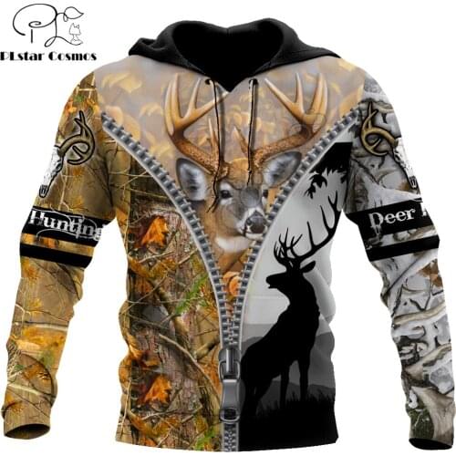 Beautiful Deer Hunting 3D Printed Fashion Mens Autumn Hoodie Sweatshirt Unisex Streetwear Casual Zip Jacket Pullover KJ543