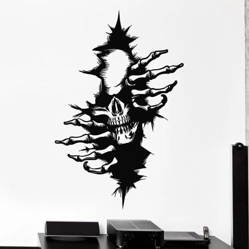 Skull Bone Wall Decal Darkness Scary Style Haunted House Window Vinyl Stickers Teens Boys Bedroom Man Cave Party Home Decor Q344
