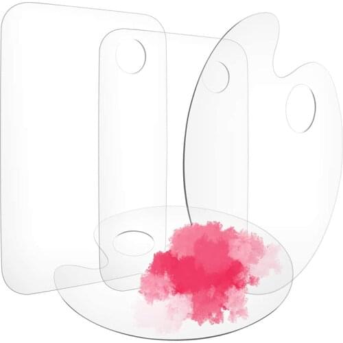 4pcs Clear Acrylic Paint Palette with Thumb Hole Oval-Shaped and Rectangle Tray for Oil Watercolor DIY Craft Easy to Clean