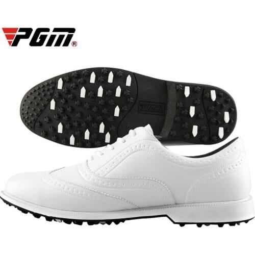 PGM Brogue Style Mens Golf Shoes Waterproof Leather Sneakers Man Anti-Side Business Sports Breathable Training Shoes D0841